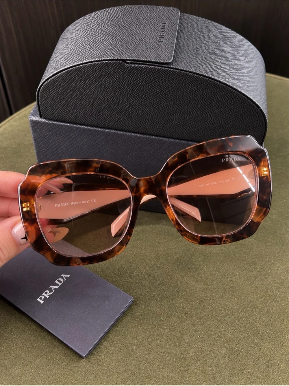 Prada Tortoiseshell Square Women's Sunglasses with Gradient Brown Lenses